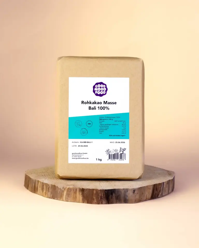 Produktbild Stilleben Rohkakao Masse Bali Balifood Indonesien