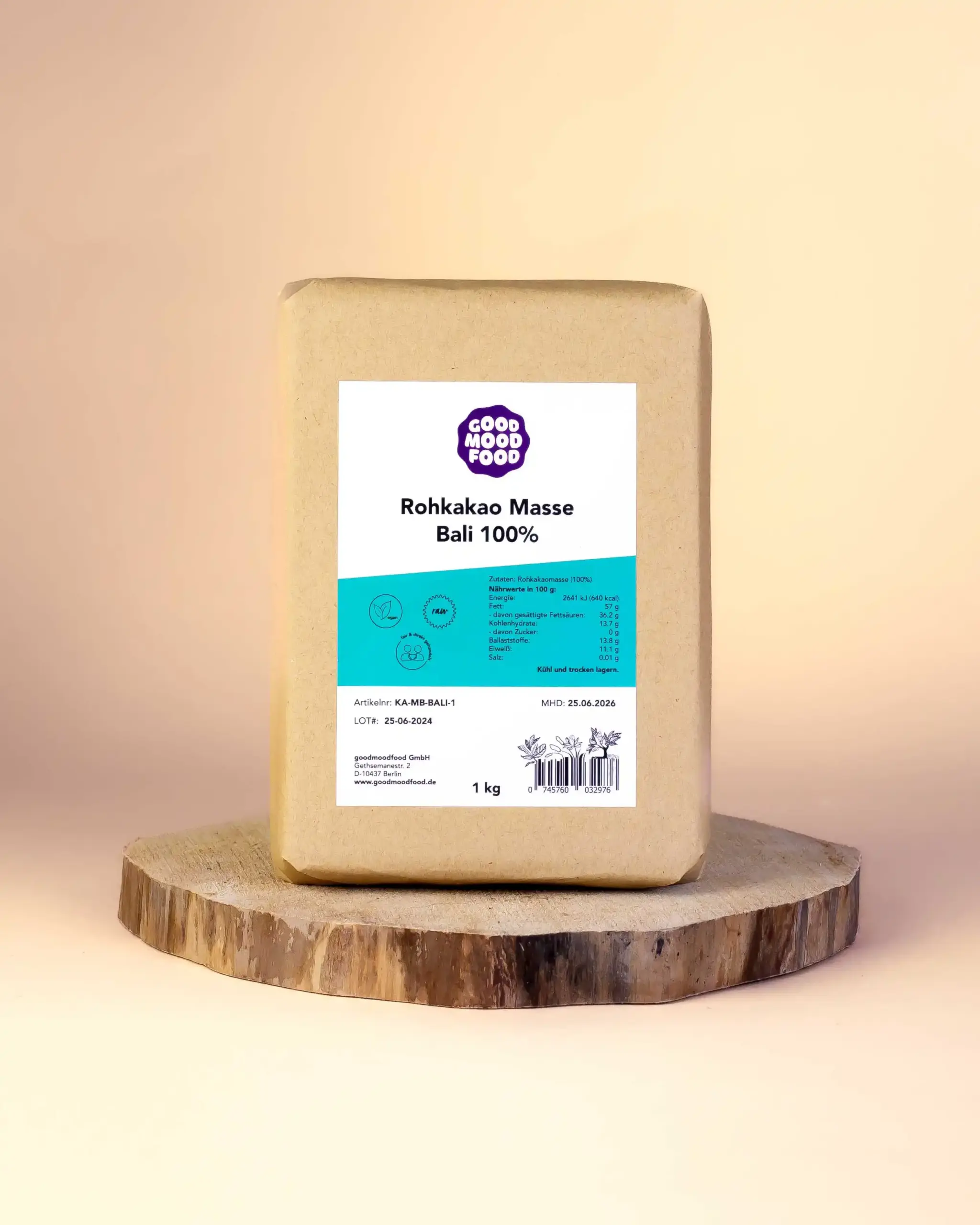 Produktbild Stilleben Rohkakao Masse Bali Balifood Indonesien