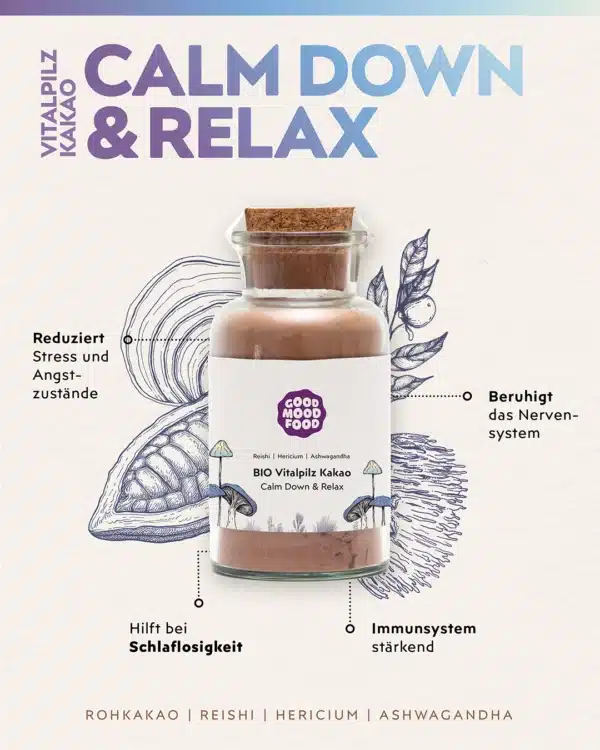 Vitalpilz Kakao Calm Down & Relax Infografik