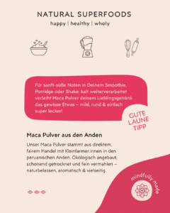 Rückseite Maca Pulver Anwendung