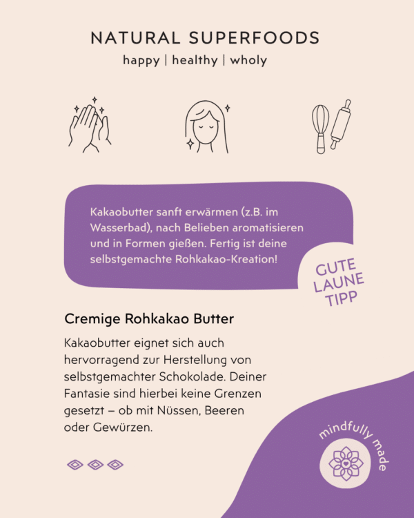 Rückseite Anwendung Rohkakaobutter