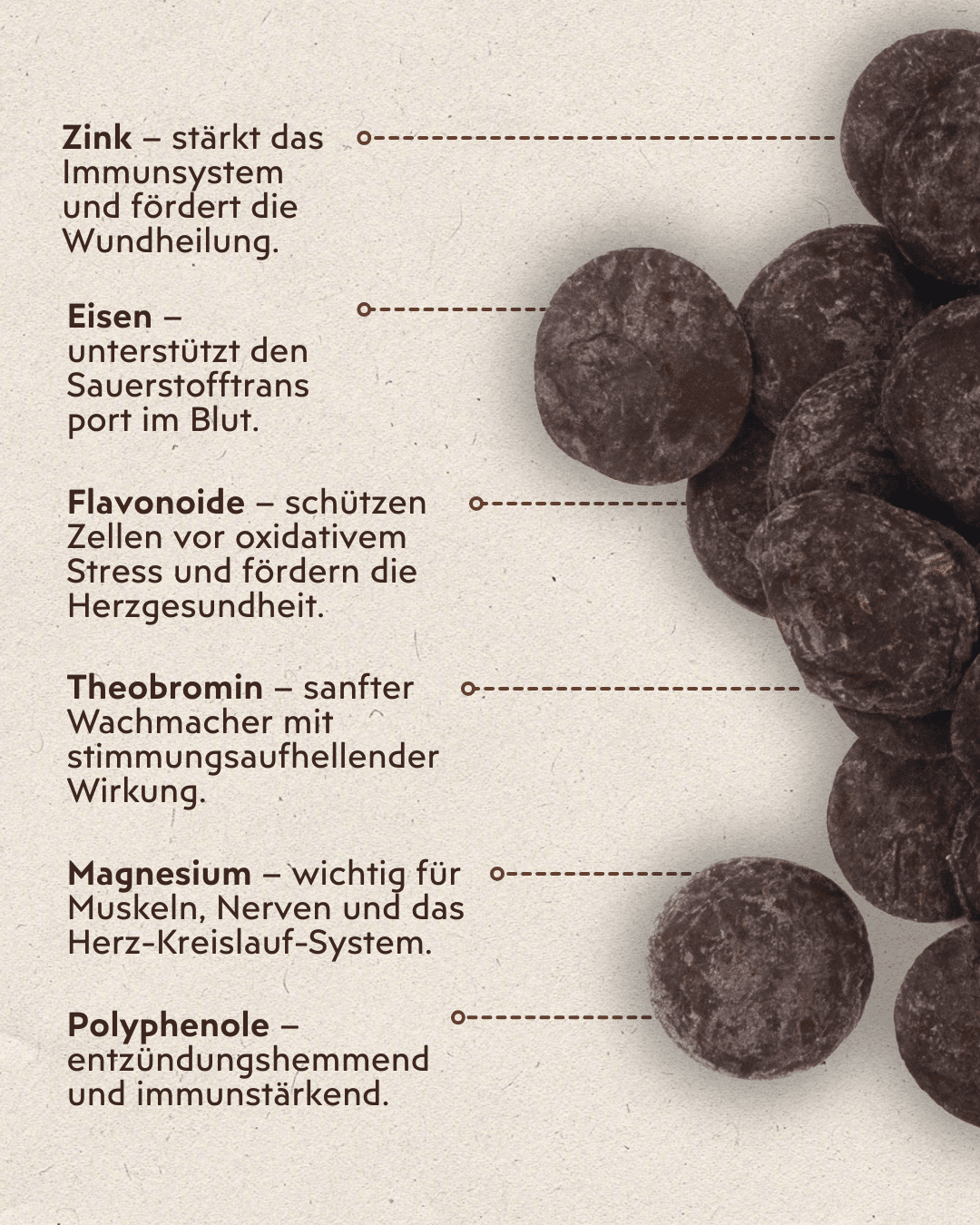 Rohkakao Masse Ecuador Drops Infografik