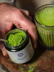 Moodbilder Matcha Pulver aus Japan Close Up