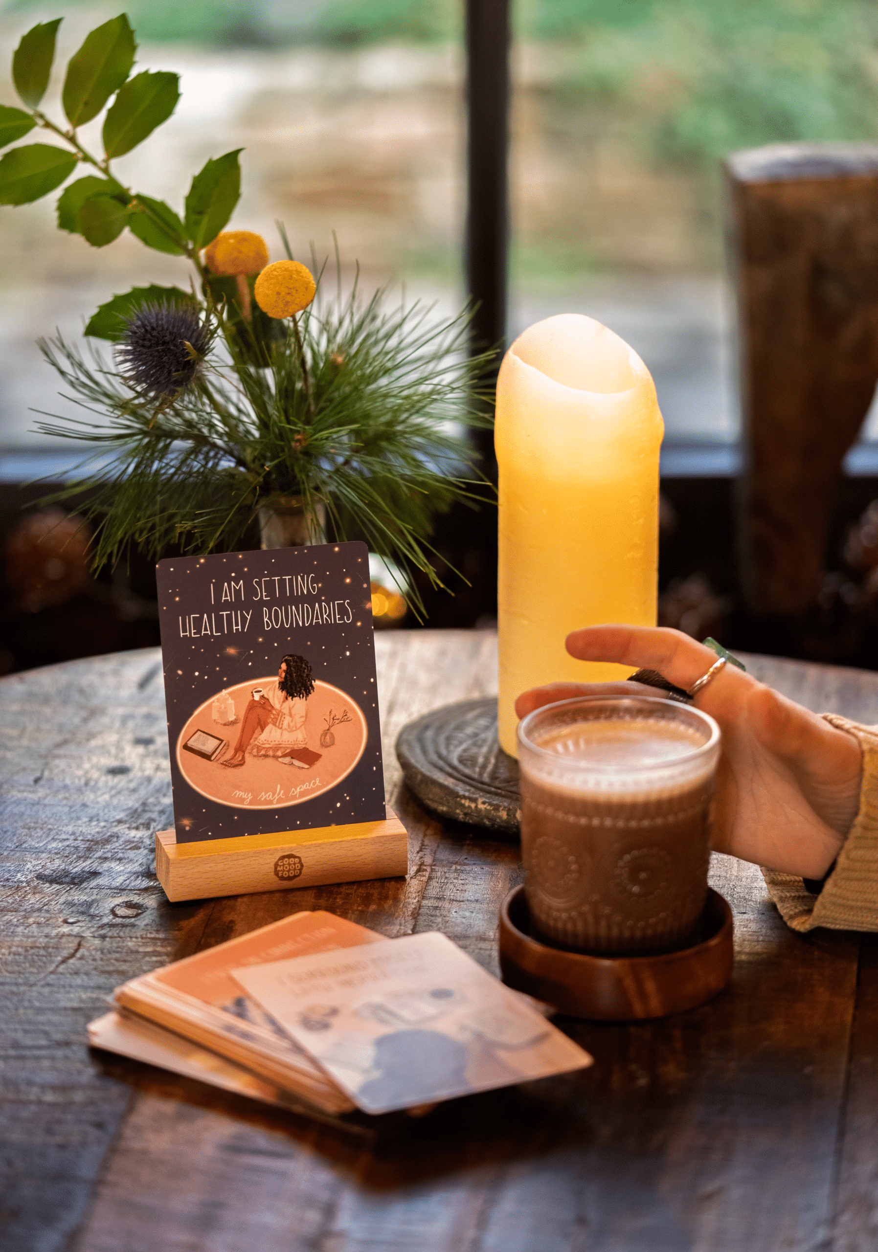 Moodbild Affirmation card Deck mit Holzständer 2